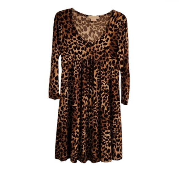 MICHAEL Michael Kors Dresses & Skirts - MICHEAL KORS LEOPARD PRINT BABYDOLL LONGSLEEVE DRESS SZ SP